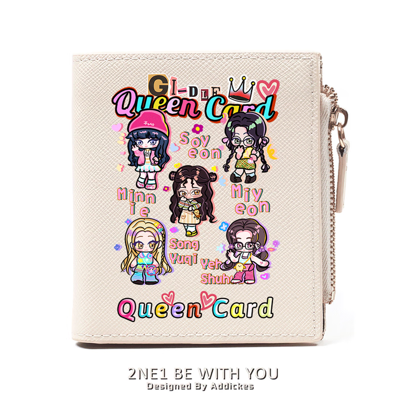 Frocat QUEEN CARD girl group gidle peripheral fans support Song Yuqi wallet card holder two-in-one thin style off-white W Song Yuqi rains with you