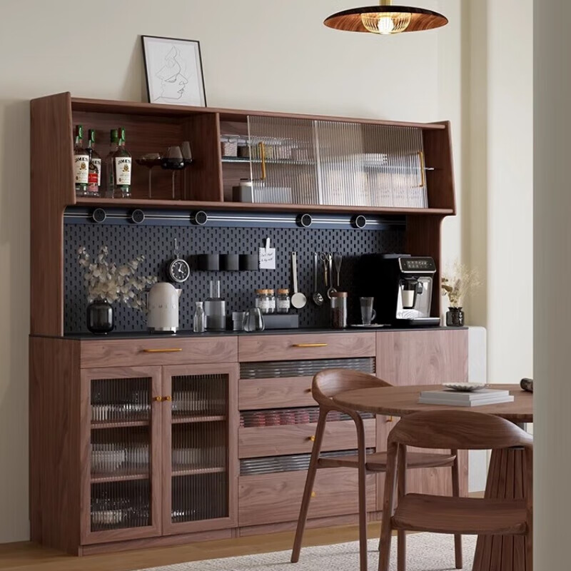 Pantuo solid wood sideboard slate multifunctional coffee cabinet living room wine cabinet storage Japanese black walnut tea cabinet cabinet North American black walnut C cabinet
