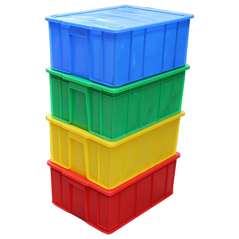 Thickened plastic turnover box rectangular plastic frame material box storage box hardware tool parts box plastic basin No. 16 box 600*485*290mm-blue does not include lid