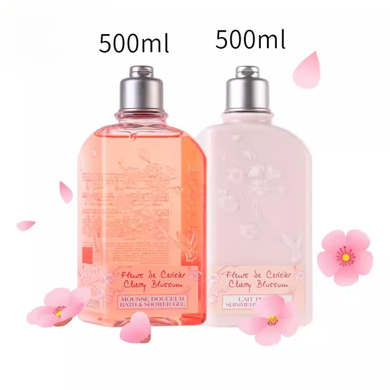 Sakura body lotion, hand cream, shower gel gift box, birthday gift for girlfriend, best friend, elders, body lotion + shower gel 500ml boxless version