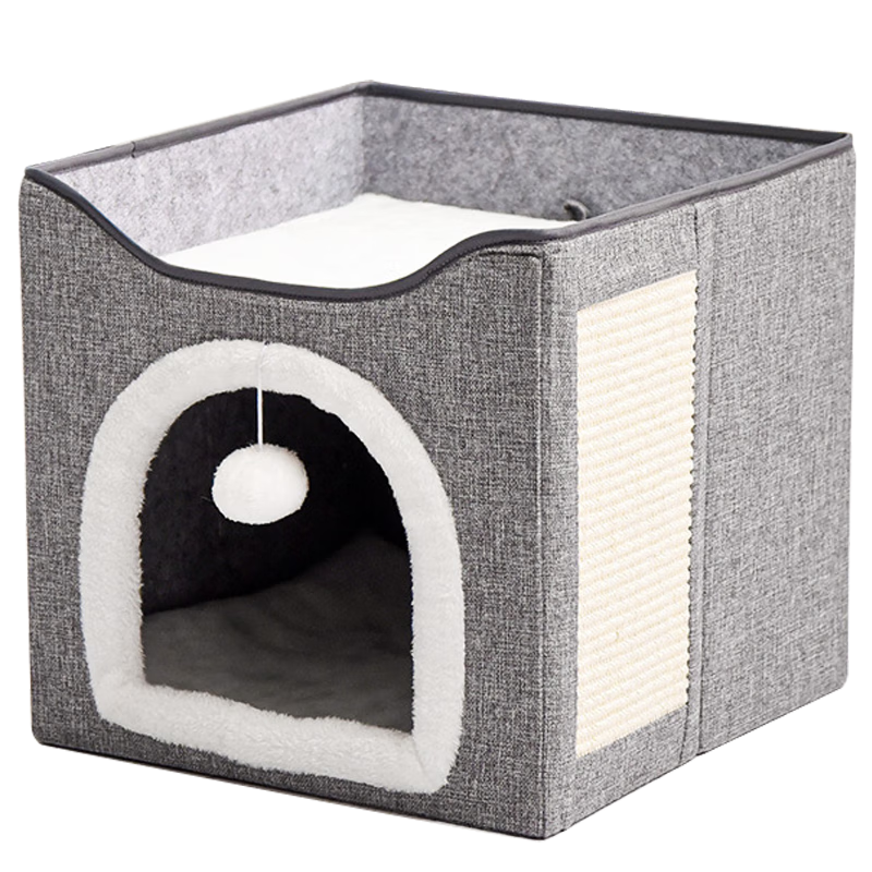 Pilot Cat House Winter Dog House Winter Warm Double-layer Closed Folding Cat and Dog House with Mat All Seasons Upgraded Side Scratching Fur Ball-Double Layer Suitable for 20 catties or less