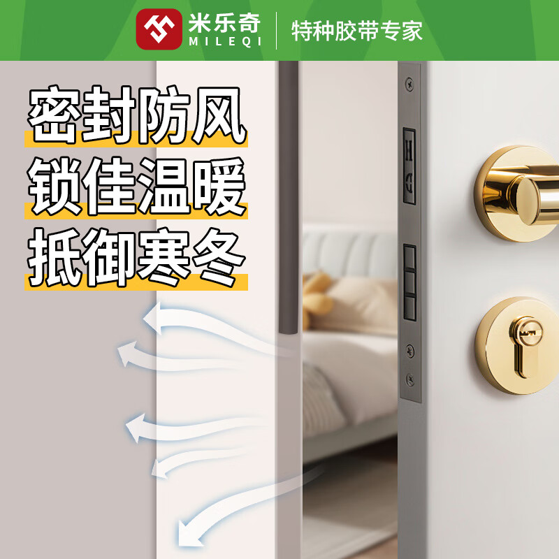 Miloqi door sealing strip EPDM rubber strip entry security door frame door seam sound insulation sound-absorbing cotton upgraded thickened strong adhesive backing sound-absorbing door sticker 6 meters long I type (9mm wide * 2mm thick brown) 1 roll