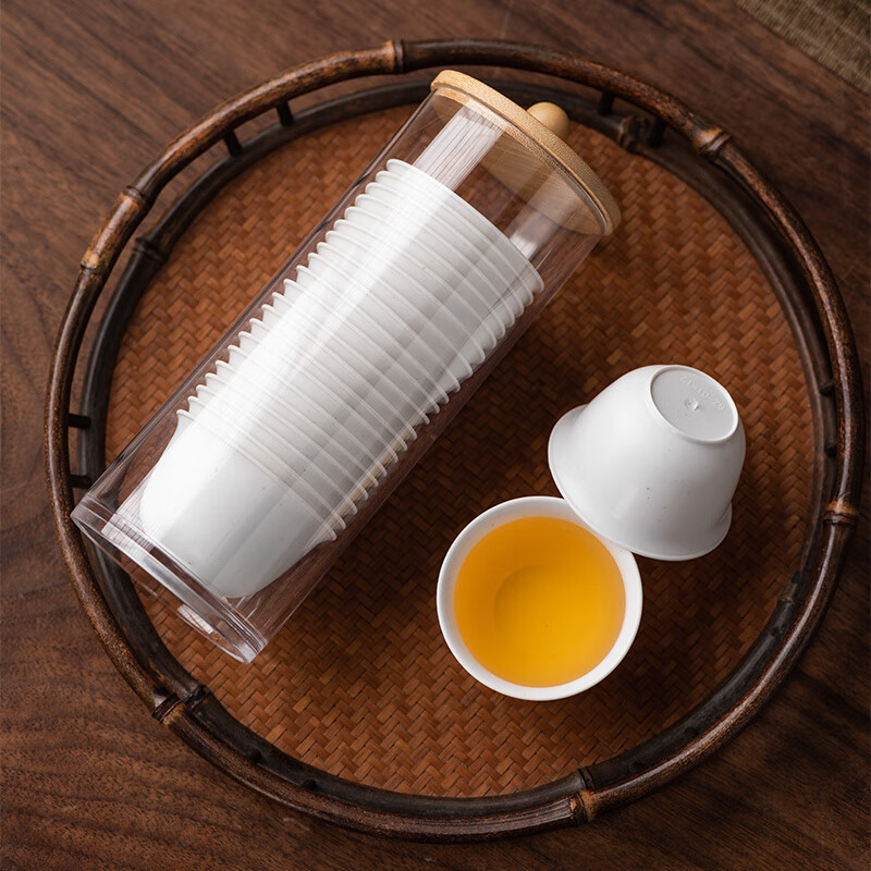 Yunhua disposable kung fu tea cup with storage rack 60ml high-grade heat-resistant rice husk tea tasting cup tea tasting cup 500 disposable tea cups