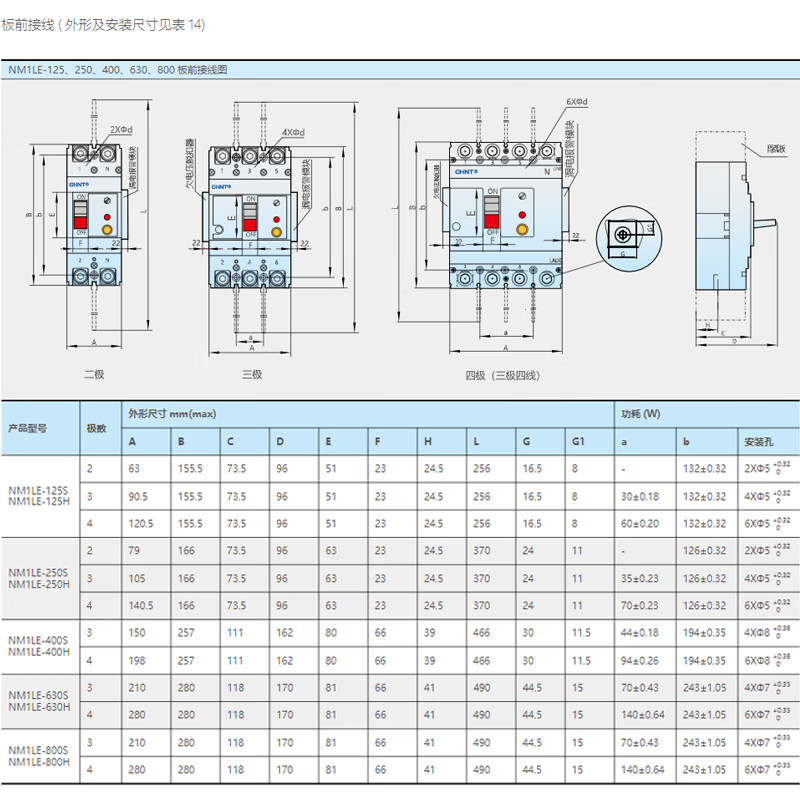 Chint (CHNT) NM1LE-125S/4300A-100A-100.200.300MA plastic case leakage circuit breaker three-phase three-wire leakage protector