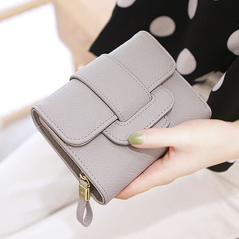 OEMG Wallet Women's Short 2023 Women's Wallet Women's Short Wallet Student Japanese and Korean Version Three-fold Coin Wallet Pink