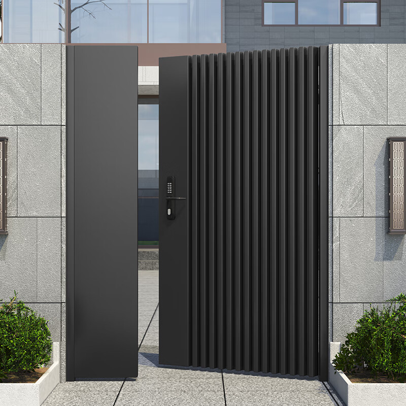 Qilicai aluminum alloy villa courtyard door wrought iron stainless steel fence electric single and double door outdoor yard garden door gate Contact customer service to see more styles