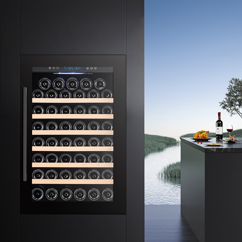 Bacchus wine cabinet built-in 48 pieces thermostatic cabinet wine cabinet multi-functional household wine champagne freezer tea cabinet foreign wine home kitchen living room villa wall cabinet YC-110 black single temperature air-cooled compressor fully built-in 48 bottles