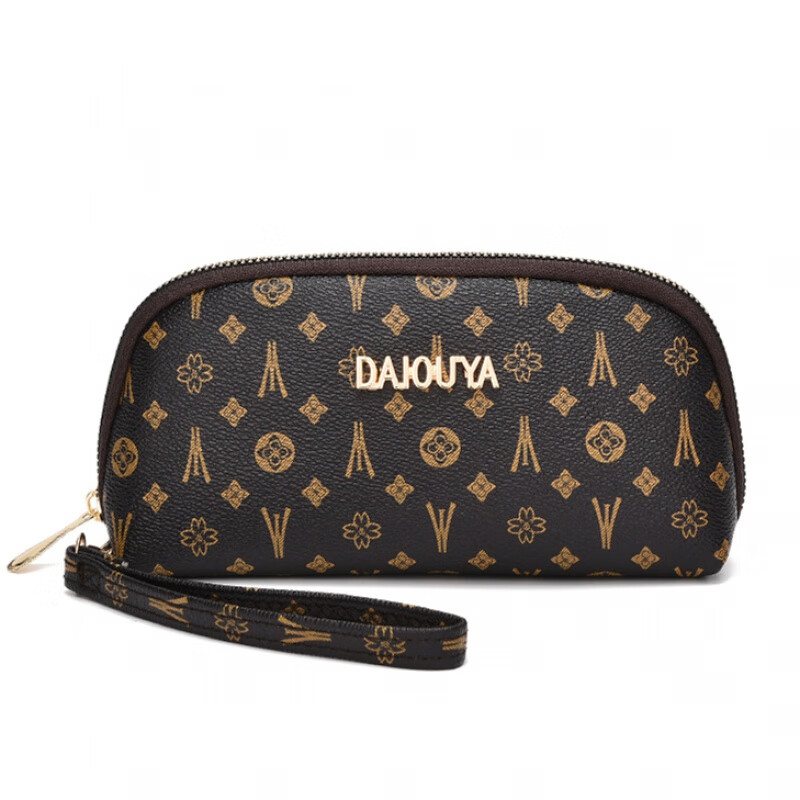 Kuqi Kangaroo Genuine Leather Texture Clutch Women's Simple Versatile Mobile Coin Purse Long Wallet Zipper Handbag Women's Small Bag Soft Leather DAI Small Lock Pattern