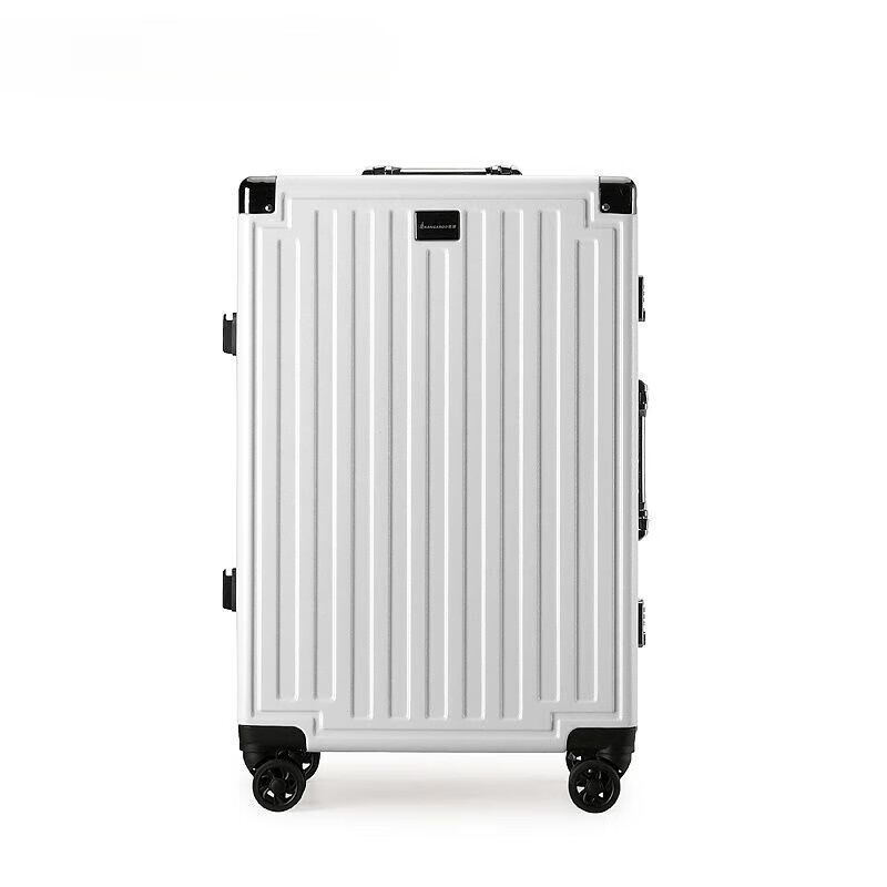 Kangaroo aluminum frame with LOGO suitcase, large capacity trolley case for men and women, pressure-resistant and wear-resistant password suitcase, hard-shell leather suitcase, deep space gray, with LOGO/thickened case, 24 inches, gold size/recommended by the store manager