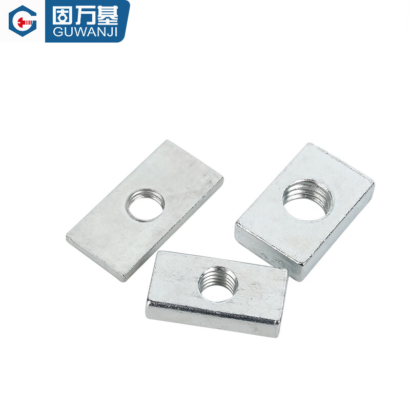 Guwanji white zinc rectangular nut iron galvanized rectangular nut iron aluminum profile accessories long nut national standard list M8x18x14x4 (white zinc) 50 pieces