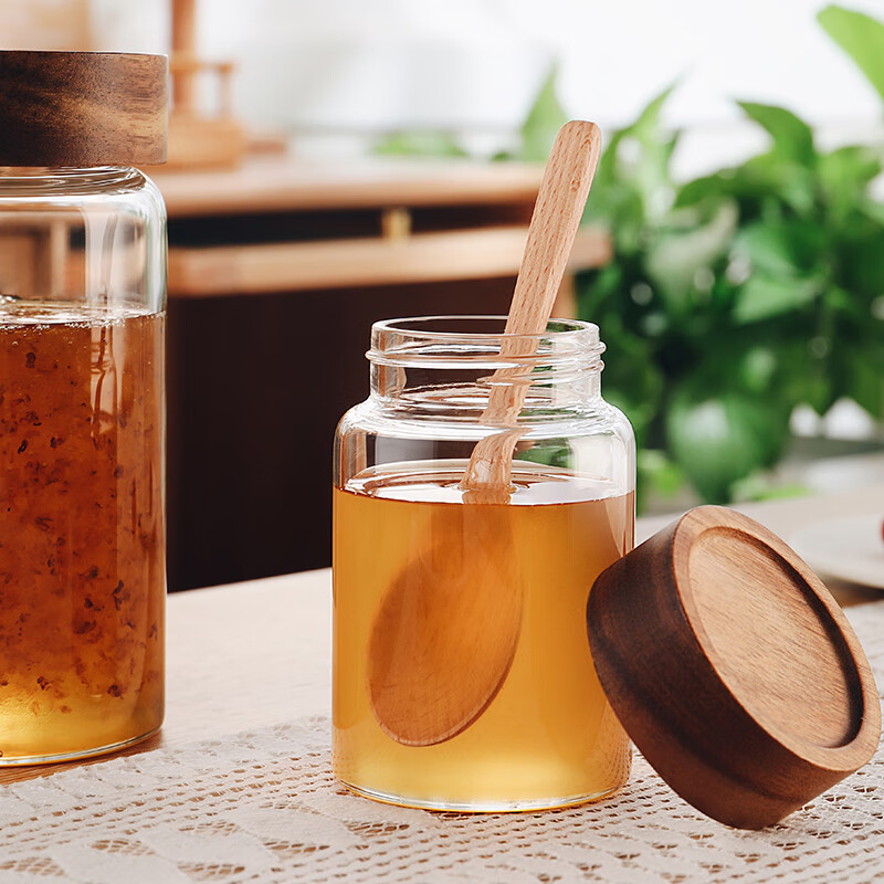Genasi sealed jar glass bottle coffee jar tea jar honey jar candy snack kitchen dry goods storage jar grain storage storage jar 500ml