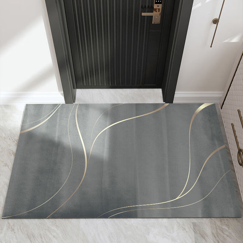 Shanye Entrance Carpet Entry Door Carpet Door Foot Carpet Cuttable Entrance Carpet Entrance Door Water-Absorbent Anti-Slip Carpet Light Luxury - Gray 120cm*180cm