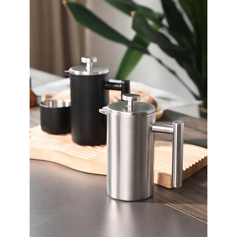 Fat Donglai same quality French press coffee pot 304 stainless steel French hand-brewed coffee utensil set for tea making, sanded default 750ml