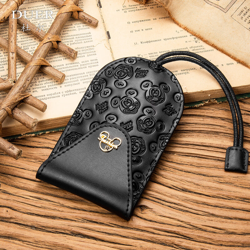 Dürr cowhide car key bag women's cowhide large capacity key bag simple remote control storage bag men's key buckle black