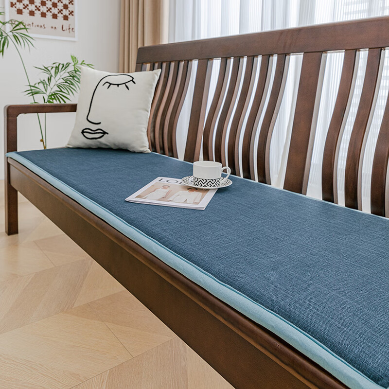 Lujie solid wood sofa cushion old-fashioned sofa cushion wooden sofa bench cushion bay window cushion wooden sofa cushion cotton and linen-coffee color 55cm*55cm single seat (thickness 2.5cm)