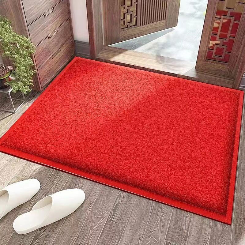 Jushiyi red silk circle non-slip floor mat thickened encrypted PVC no words 120*180cm non-slip waterproof wear-resistant red carpet 13mm