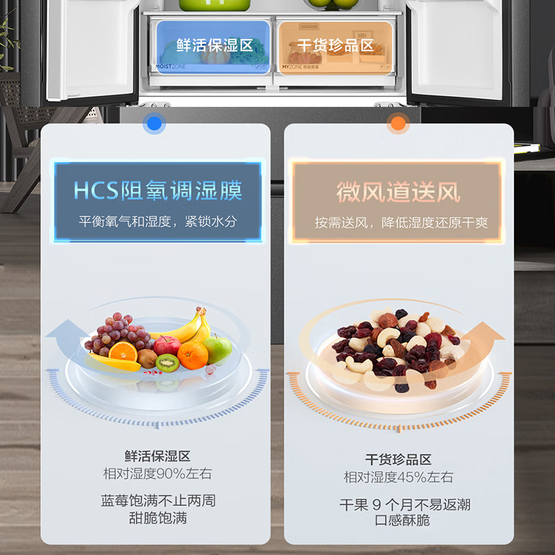 Haier Refrigerator produces 510-liter ultra-thin French style four-opening multi-door large capacity first-class dual-frequency air-cooled frost-free Commander Ieader refrigerator. New product. New appliance replacement subsidy. First-class dual frequency conversion + EPP ultra-clean system + oxygen-blocking dry and wet storage.