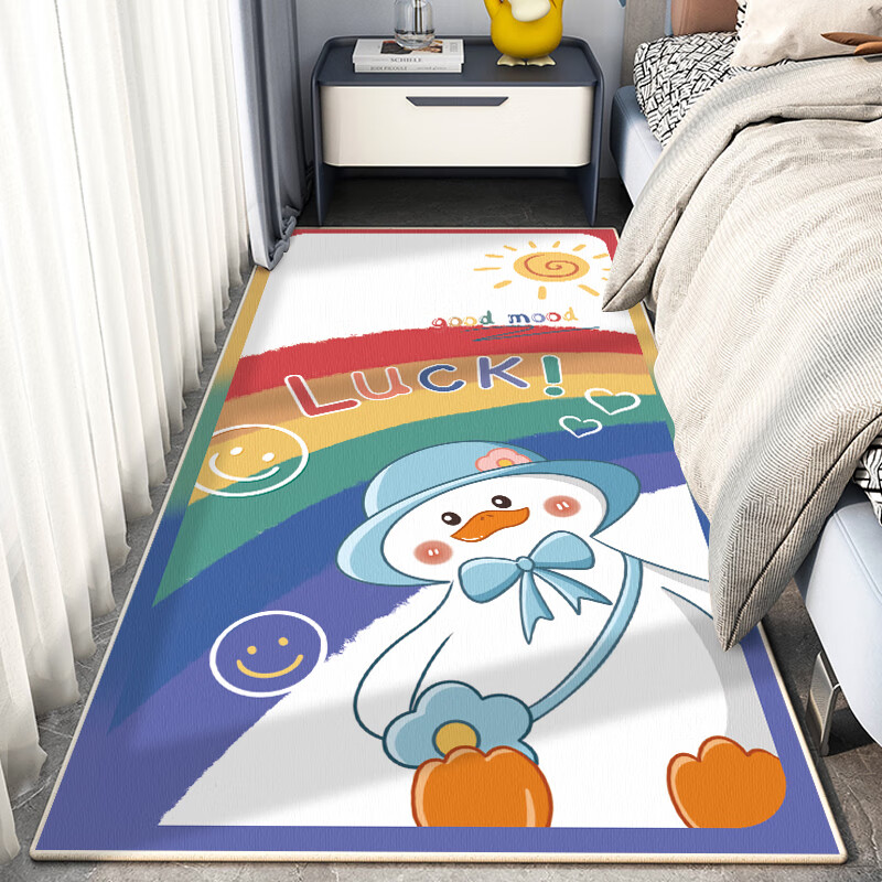 Jixiang thickened cartoon bedside blanket bedroom strip children's room wash-free balcony tatami bay window customizable living room carpet Doraemon Dora 60X160 cm