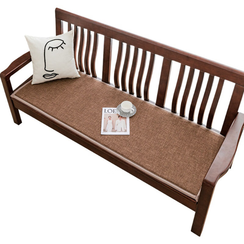 Lujie solid wood sofa cushion old-fashioned sofa cushion wooden sofa bench cushion bay window cushion wooden sofa cushion cotton and linen-coffee color 55cm*55cm single seat (thickness 2.5cm)