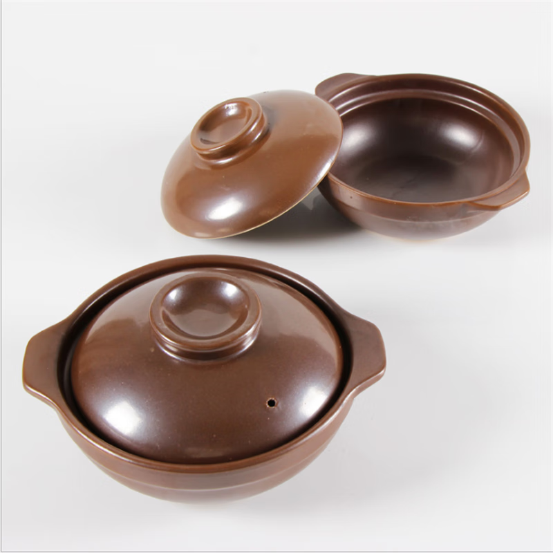 Baichunbao commercial small casserole with handle, open flame gas yellow stewed chicken and rice pot with handle, clay pot for rice noodle, 1ml, side handle, lid, 650 ml, small size, lid is too small