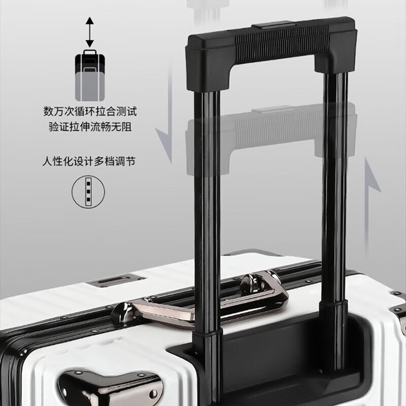 Qizhenge's new suitcase, aluminum frame trolley case, large-capacity password box for male students, good-looking suitcase for women, thickened leather suitcase, obsidian black, thickened and hardened - resistant to pressure and fall, 28 inches, large capacity - moving and shipping abroad