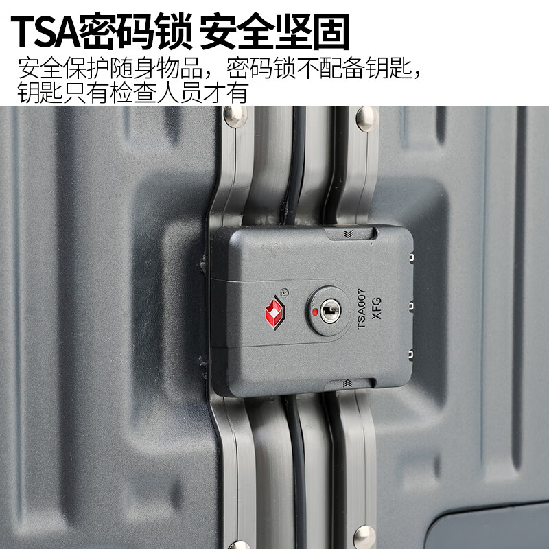 Lee Gaoyan aluminum frame multifunctional trolley suitcase leather handle suitcase large capacity password suitcase gun gray 20 inches
