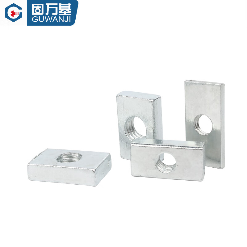 Guwanji white zinc rectangular nut iron galvanized rectangular nut iron aluminum profile accessories long nut national standard list M8x18x14x4 (white zinc) 50 pieces