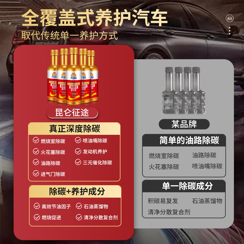 Kunlun Zhengtu Fuel Treasure Auto Fuel Additive Fuel Saving Treasure Gasoline Engine Oil Line Cleaning Agent Removes Carbon Deposits and Improves Power Concentrated Gold Bottle Upgrade 2 Bottles 60ml National Standard