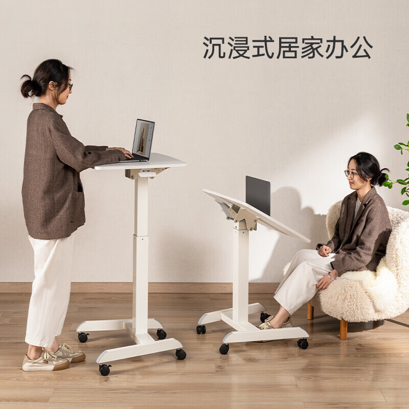 Brateck North Arc Bedside Table Pneumatic Lift Table Mobile Computer Table Desk Sofa Coffee Table Side Table Storage Rack K141 Upgraded Model丨Adjustable Table Board丨K151 White