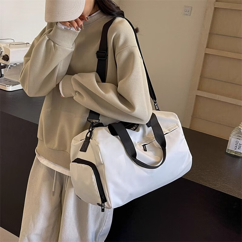 Travel bag for men, large-capacity fitness bag, dry and wet separation, business trip luggage bag, short-distance travel, independent shoe compartment, white, JD warehouse delivery, next day delivery, 17L, dry and wet separation + independent shoe compartment