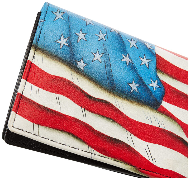 Anna by Anuschka Women's Hand Painted Leather Bifold Clutch, Stars and Stripes Black Stars and Stripes Black One Size