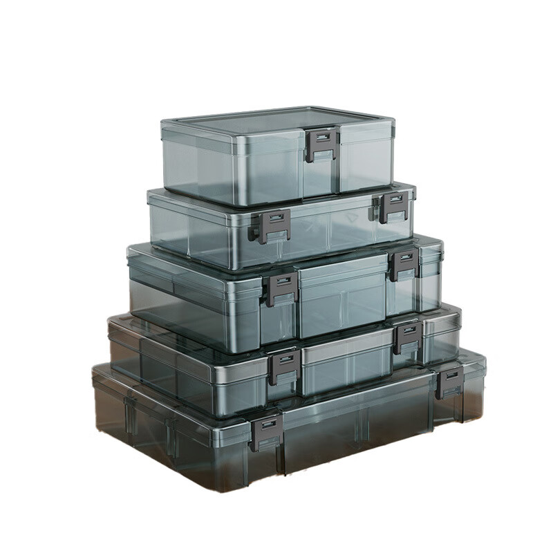 Delixi Electrical Plastic Parts Box Rectangular Grid Screw Tool Box Combined Thickened Transparent Storage Box Large No Grid Upgraded Reinforcing Ribs