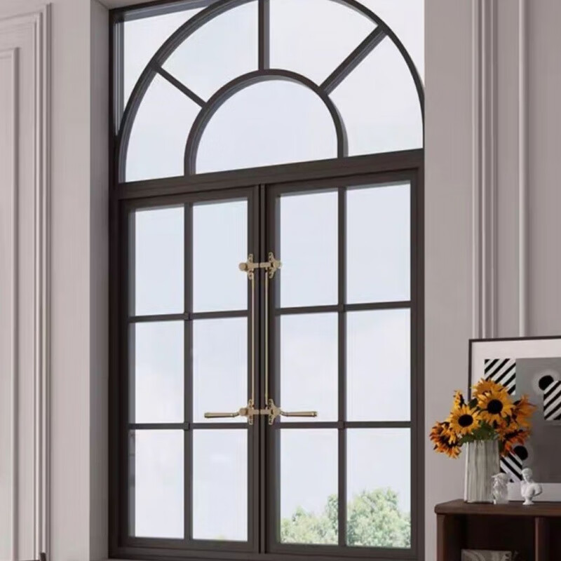 Vinoa French iron retro casement window restaurant cafe arched floor-to-ceiling window indoor study attic window customization width 80 height 120 with glass
