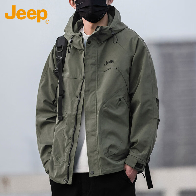 JEEP Jeep Jacket Men's Autumn and Winter Assault Jacket Loose Trendy Work Clothes Men's Army Green 2XL