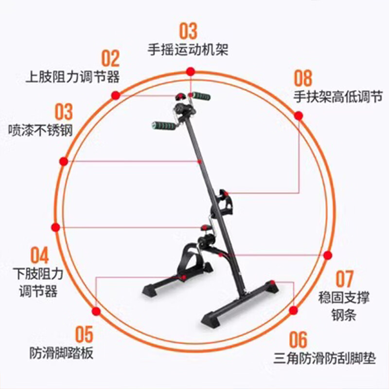 Yuhao stroke and hemiplegia rehabilitation training equipment for the elderly's hands and legs, upper and lower limb bicycles, pedal sports home use, upgrade count, foldable/thickened steel tube