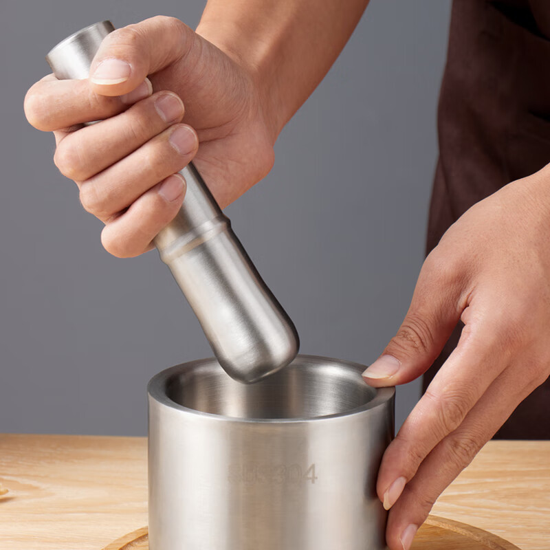 Baijie garlic pounder kitchen garlic mashed manual garlic mortar 304 stainless steel grinder