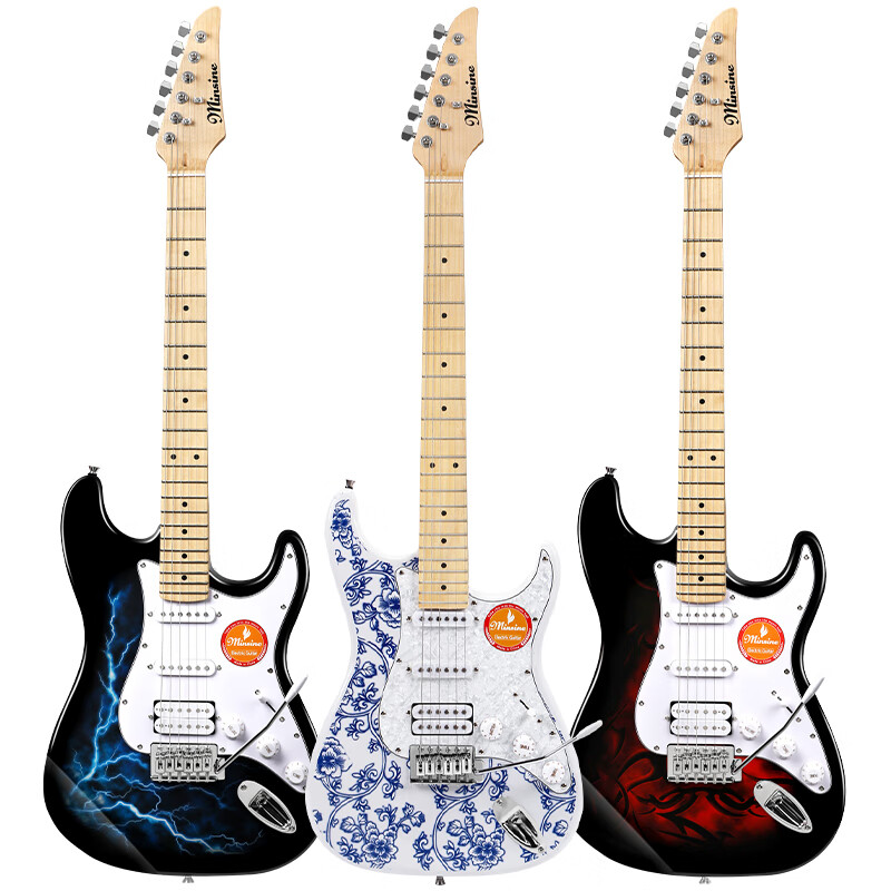 Minsine Magic Sound/National Quintessence Blue and White Advanced Single Shake Electric Guitar Set Comes with entry-level learning materials
