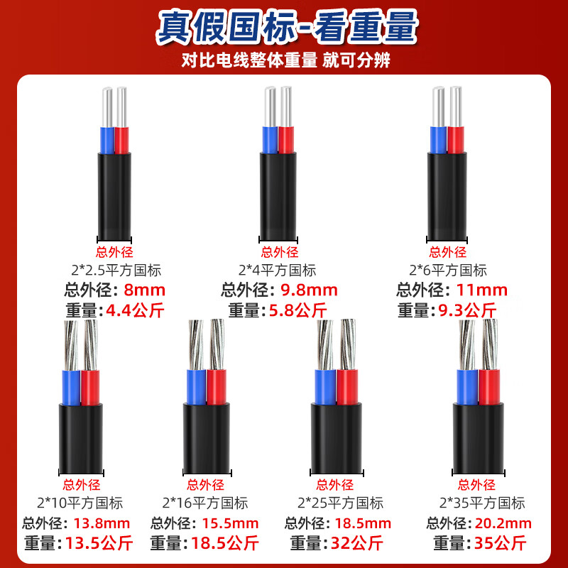 Lu Chengxun ZCBLVVB2*6 aluminum core wire 6 square meters outdoor 2 core aluminum wire cable 100 meters