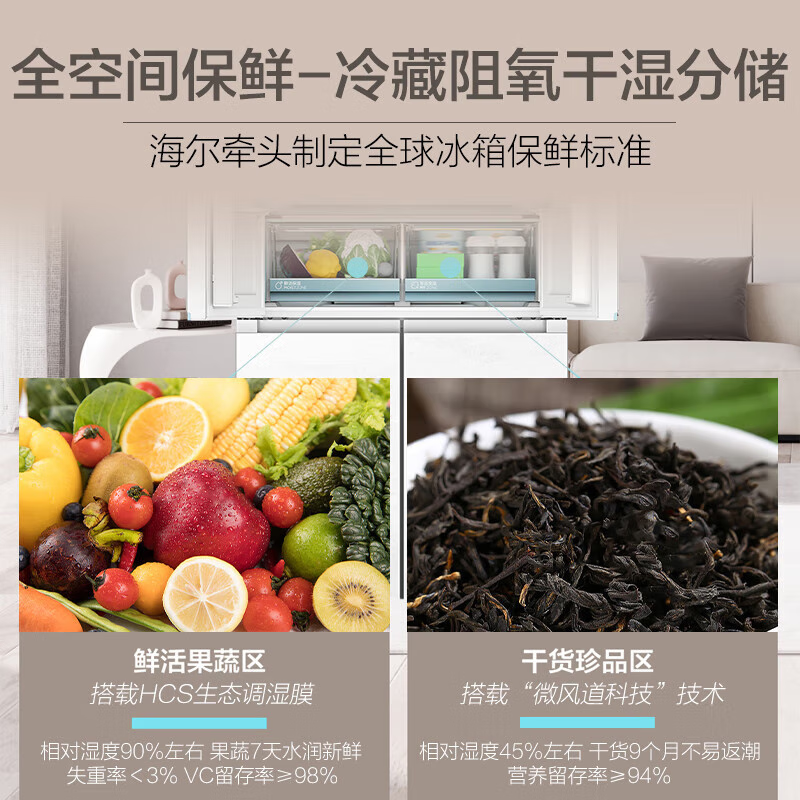 Haier Camellia 475L cross-door refrigerator professional ultra-thin zero-embedded full-space fresh-keeping technology EPP ultra-clean system BCD-475WGHTD1BWGU1 national subsidy