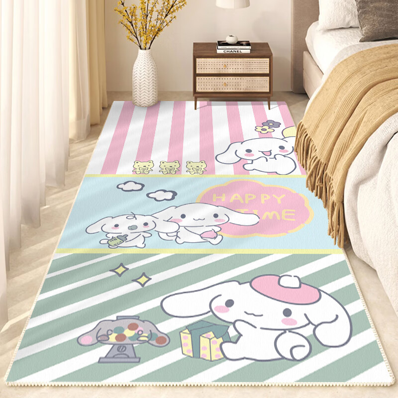 Jixiang thickened cartoon bedside blanket bedroom strip children's room wash-free balcony tatami bay window customizable living room carpet Doraemon Dora 60X160 cm