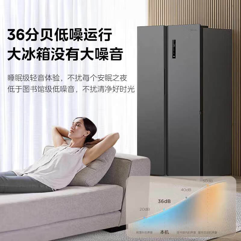 Hualing Refrigerator Midea produced state-subsidized side-to-side double-door household energy-saving first-class energy-efficiency air-cooled frost-free and odor-free ultra-thin large-capacity refrigerator HR-589WKP