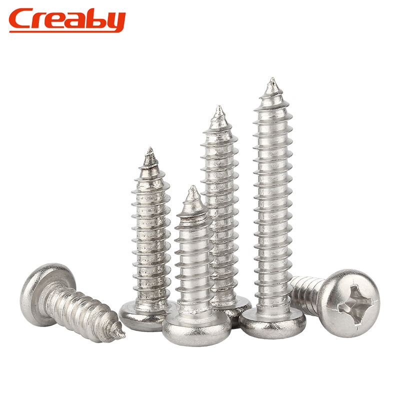 Creaby304 stainless steel cross round head self-tapping screws pan head cross recessed wood screws tip tail self-tapping screws M3x6 100 pieces