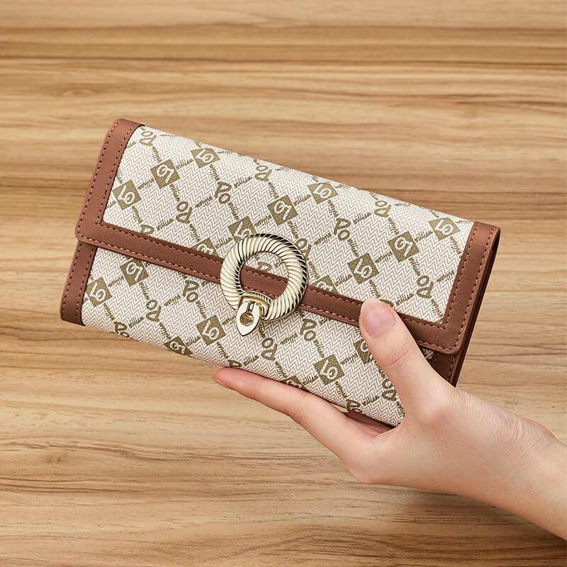 British Paul Wallet Women's 2026 New Exquisite High-end Long Multi-Card Coin Purse Women's Fashionable Temperament Printed Handbag Brown Print Anti-Theft Brush Anti-Degaussing