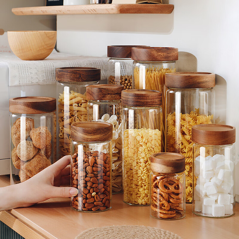 Genasi sealed jar glass bottle coffee jar tea jar honey jar candy snack kitchen dry goods storage jar grain storage storage jar 500ml