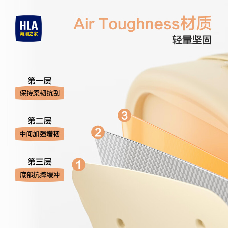 Heilan House (HLA) Toast Style Luggage Student Trolley Case Men's and Women's Travel Boarding Box Checked Large Capacity Box Cheese Flavor Portable Cup Holder + Customs Lock 22-inch 57L Checked Box-2-4 Days Travel