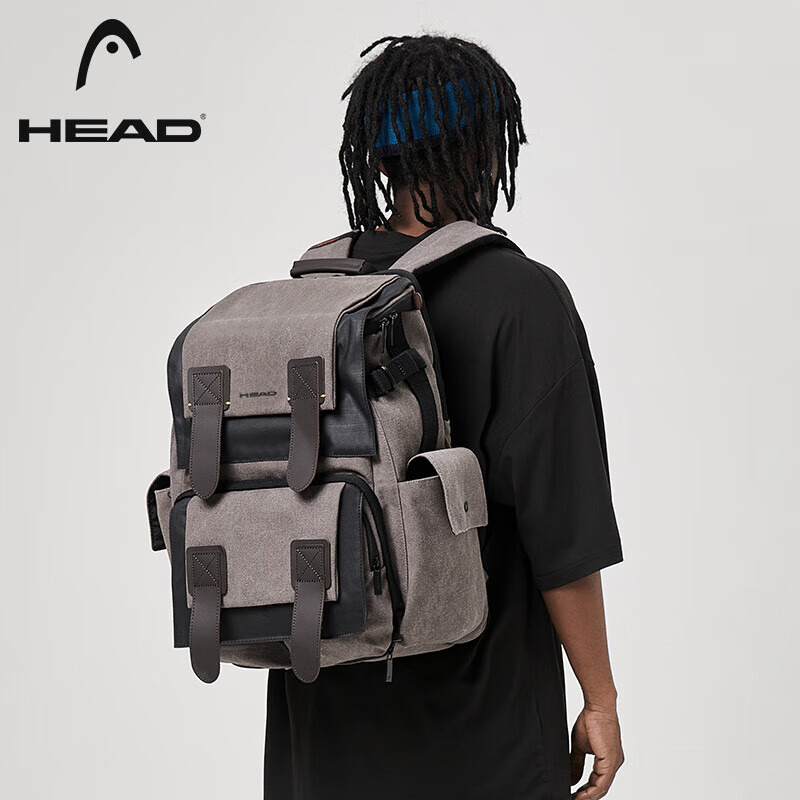 HEAD backpack, men's and women's laptop bag, school bag, large-capacity camera bag, National Geographic cycling backpack