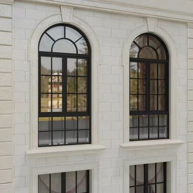 Vinoa French iron retro casement window restaurant cafe arched floor-to-ceiling window indoor study attic window customization width 80 height 120 with glass