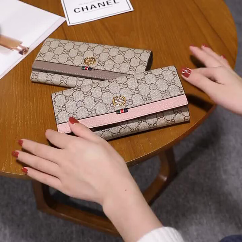 CoknamKtevm women's wallet 2025 new high-end women's small wallet fashionable long simple multi-card slot large capacity clutch pink