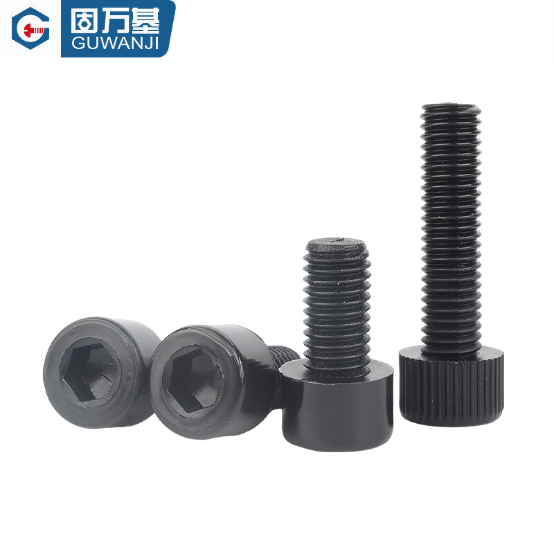Guwanji black nylon hexagon socket screw cup head cylindrical head bolt plastic screw screw national standard accessories black knurled M6x15 50 pieces