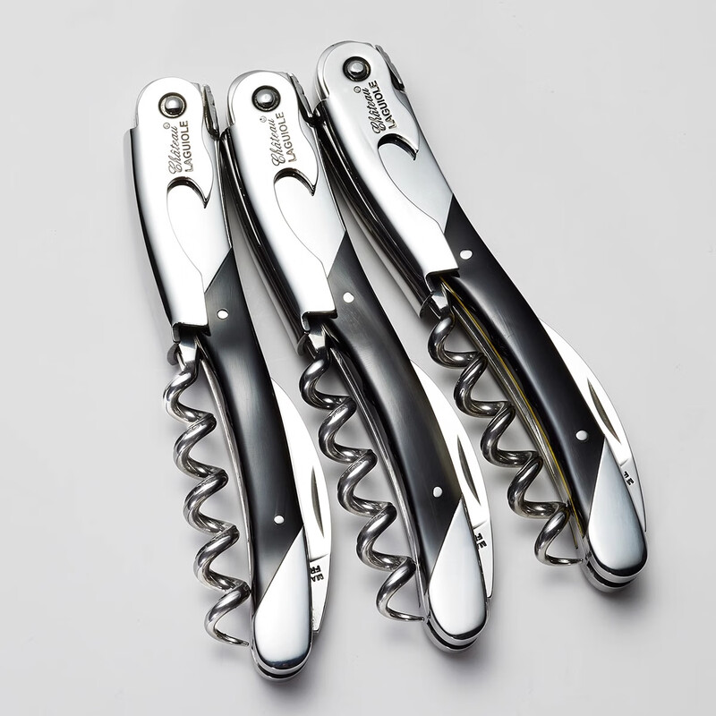 Chateau Laguiole French imported Laguiole wine knife handmade seahorse knife black horn red wine bottle opener luxury black horn upgraded version - yellow edge